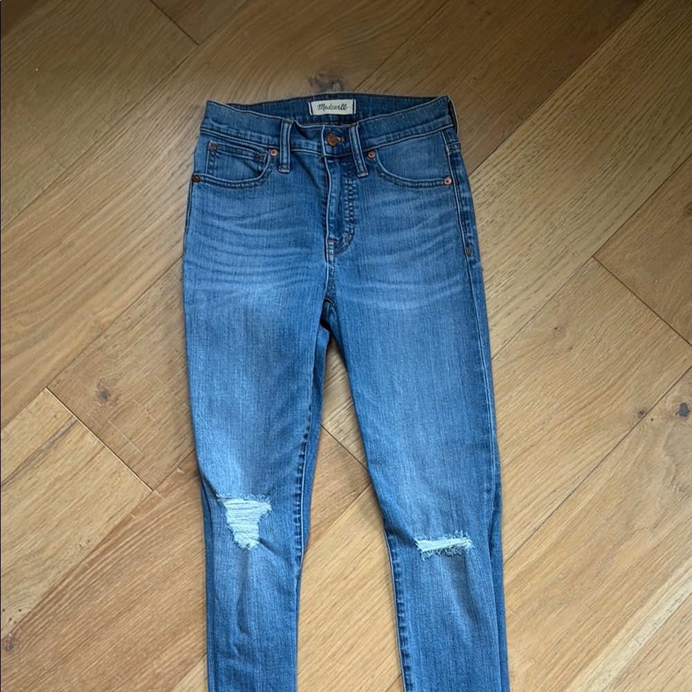 Madewell Blue Skinny Jeans Distressed Style